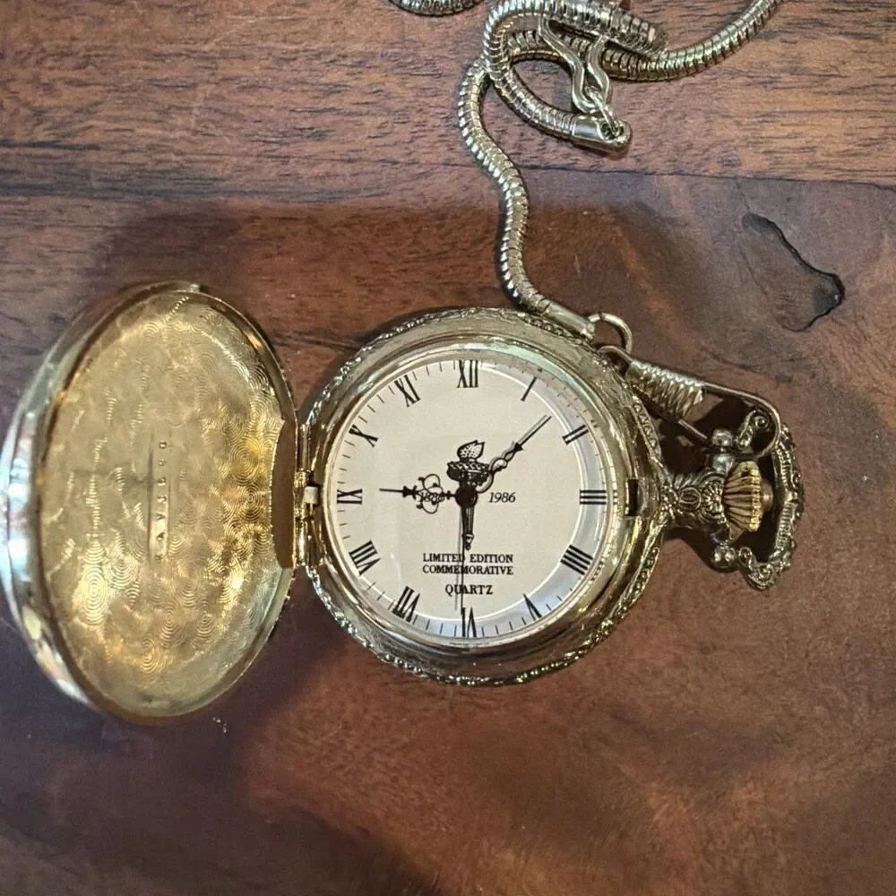 NEW Ltd.Edition Commemorative 1886-1986 Statue of Liberty Pocket Watch Free Shp